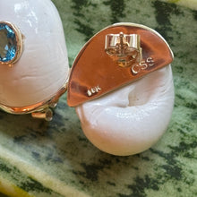 White Natica Shell "Sleeper" Earrings with Blue Topaz