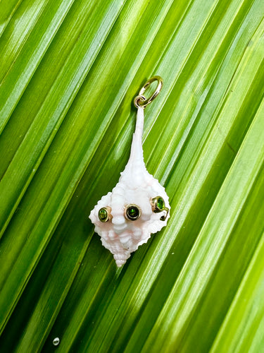 14-karat Gold Lorelei Whelk Shell Charm with Garnets