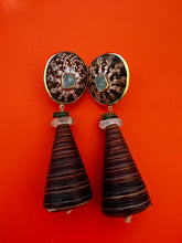 Telescopium Shell Drop Earrings with Tourmalines