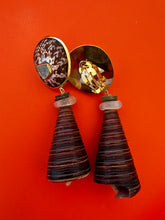 Telescopium Shell Drop Earrings with Tourmalines
