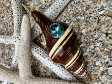 Puglia Tupiniquim Shell Pendant with Swiss Blue Topaz