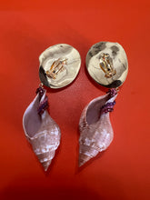 Tulip Shell Drop Earrings with Sapphires
