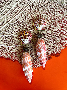 Mitre Shell Drop Earrings with Citrine