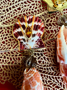 Mitre Shell Drop Earrings with Citrine