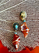 Cymbatium Drop Shell Earrings with Amazonite & Sapphire