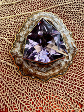 African Limpet Brooch set with Bishops-cut Amethyst