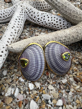 Lavender Cockle Earrings with Peridot