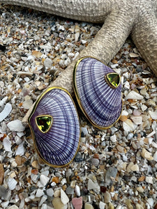 Lavender Cockle Earrings with Peridot
