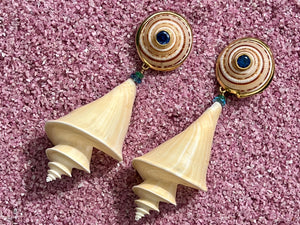 Japanese Wonder Shell Earrings with Sapphires