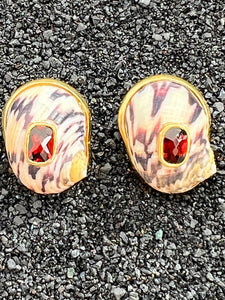 Nerite Shell Earrings with Garnet
