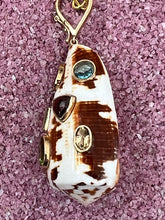14-Karat Cone Shell Fob with Multi-colered Gems