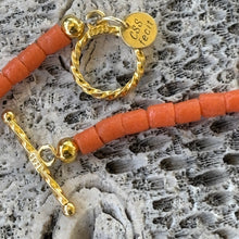 Coral Bead & Beehive Shell Neclace