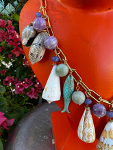 CSS 22" Cone Shell Necklace with Tanzanite, Amethyst and Fish