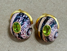 Nerite Shell Earrings with Oval Peridot