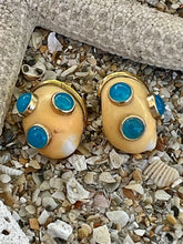14-Karat Golden Nerite Earrings with Blueberry Oynx