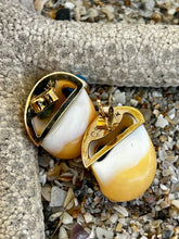 14-Karat Golden Nerite Earrings with Blueberry Oynx