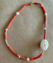 Italian Coral Necklace with White Bone Beads