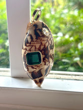 Bat Volute Shell Fob with Tsavorite & Moissanite