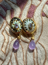 Limpet Shell Earrings with Faceted Tanzanite & Orchid Jade