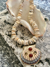 Cone Bead Shell Necklace with Scallop Pendant