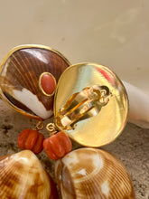Cockle Shell Drop Earrings with Italian Coral