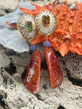 Spondilius Drop Earrings with Tourmaline