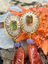 Spondilius Drop Earrings with Tourmaline
