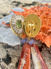 Spondilius Drop Earrings with Tourmaline