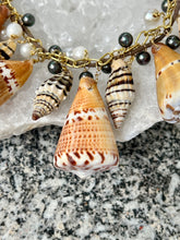 Conus Shell Necklace with Black & White Baroque Pearls