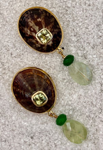 Limpet Shell Earrings with Lemon Quartz & Flourite