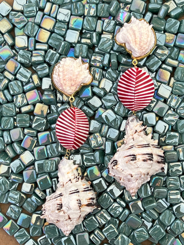 Murex Drop Earrings with Painted Cut Shell