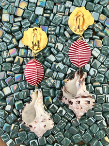 Murex Drop Earrings with Painted Cut Shell