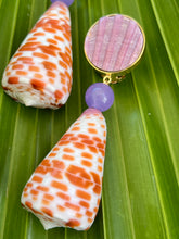 Scallop & Conus Drop Earring with Amethyst Bead