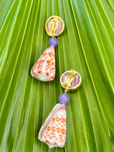 Scallop & Conus Drop Earring with Amethyst Bead
