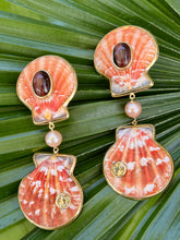 Scallop Drop Earrings with Pearl, Citrine & Garnet