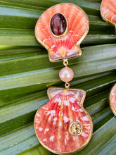 Scallop Drop Earrings with Pearl, Citrine & Garnet