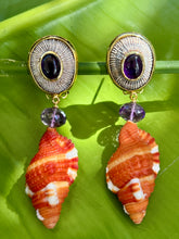 Cymbatium Drop Earrings with Amethyst