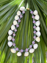 Scallop Shell Necklace with Amethyst & Fluorite Beads