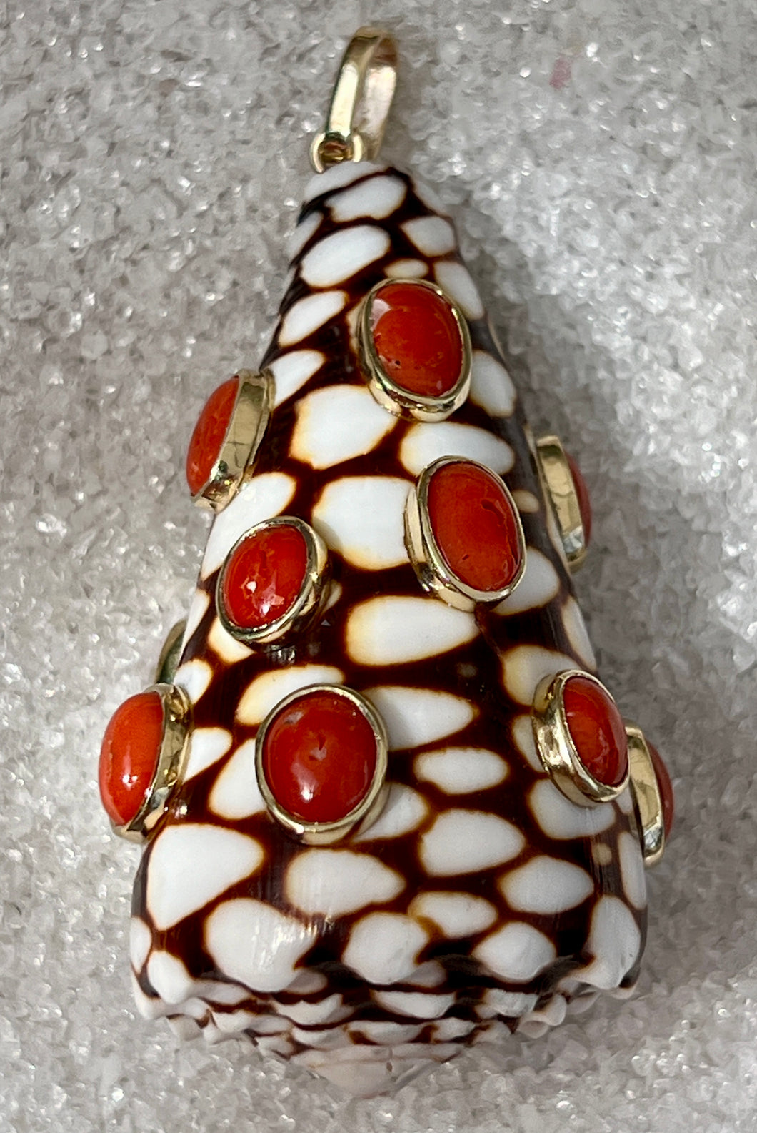 14-Karat Conus Fob with Coral Cabochons