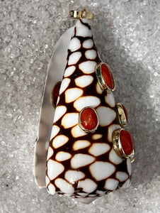 14-Karat Conus Fob with Coral Cabochons