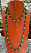 42" Long Carved Green Onyx and Appatite Necklace