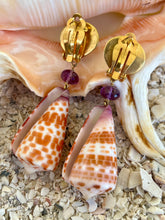 Conus Drop Earrings with Amethyst and Tourmaline