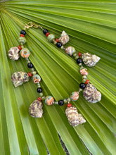 Short Shell Necklace with Onyx, Carnelian & Glass Beads