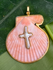 St. James Scallop Pendant with Pearl Cross