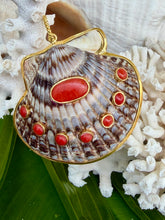 St. James Scallop Pendant with Italian Coral Cabochons