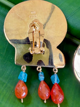 Scallop Earrings with Tourmalines & Carnelian