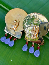Scallop Drop Earrings with Lavender Onyx & Rubies