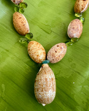 Cyprea Shell Necklace with Peridot Briolettes