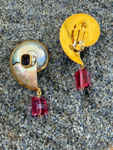Nautilus Heart Earrings with Pink Tourmaline Drops