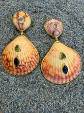 Scallop Drop Earrings with Topaz & Tanzanite